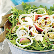 Arugula Salad with White Nectarines and Mango Chutney Dressing
