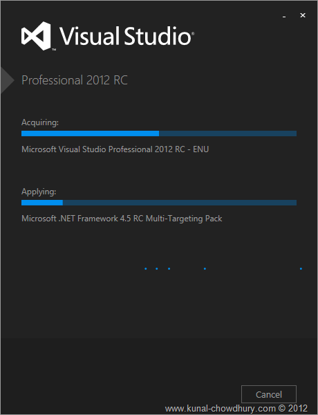 VS2012 Installation Experience - Screen 3 - Installing Visual Studio 2012 RC