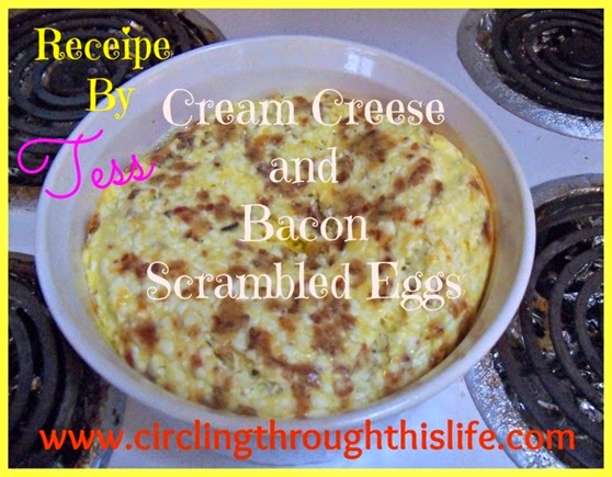 Cream Cheese and Bacon Scrambled Eggs Recipe by Tess at Circling Through This Life 