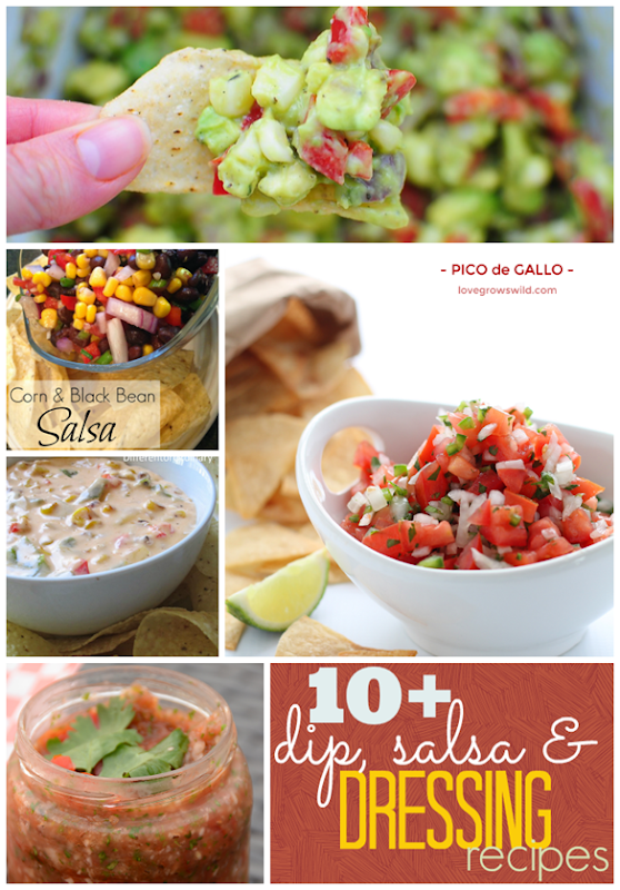 Over 10 Dip, Salsa & Dressing Recipes at GingerSnapCrafts.com #recipes #dips #salsa #linkparty #features