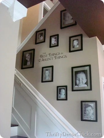 photo wall on stairs