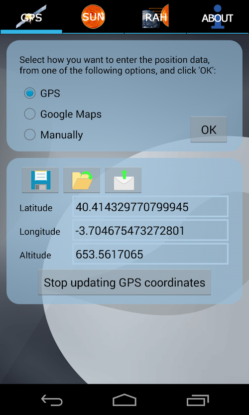 Android application RaGPS screenshort