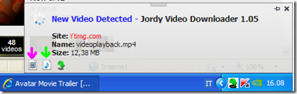 Jordy Video Downloader notifica di download audio/video sui browser internet