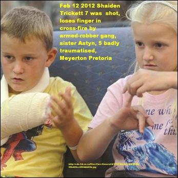 TRICKETT Shaiden 7 and sister Astyn 5 traumatised from armed robbery shooting Feb132012