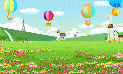 Imagem para face gif animado infantil balões jardim flores montanha 1865