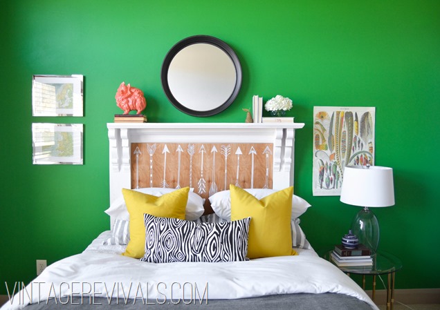 A Perfect Emerald Green Guest Room Overhaul And What To Do With An Diy Arrow Mantle Headboard Update Vintage Revivals