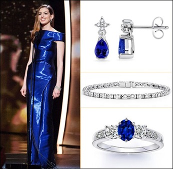 Anne Hathaway Dazzled With Her Tanzanite Jewelry
