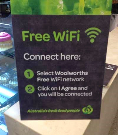 Accedi Woolworhts offerring wifi gratuito