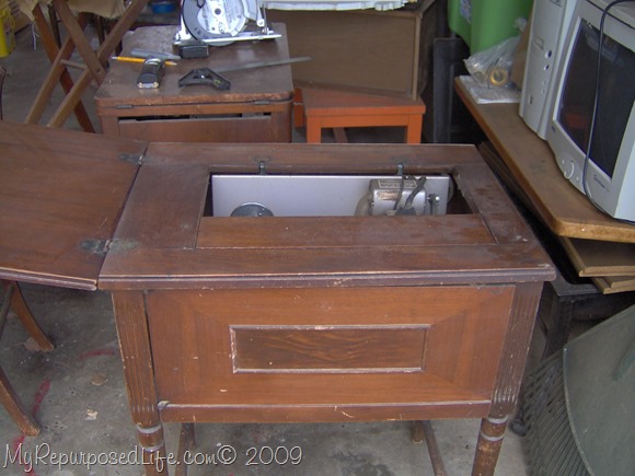 Vintage Sewing Cabinet Now A Cute Side Table - My Repurposed Life® vintage sewing machine - Vintage Sewing Cabinet Now A Cute Side Table - My Repurposed Life®