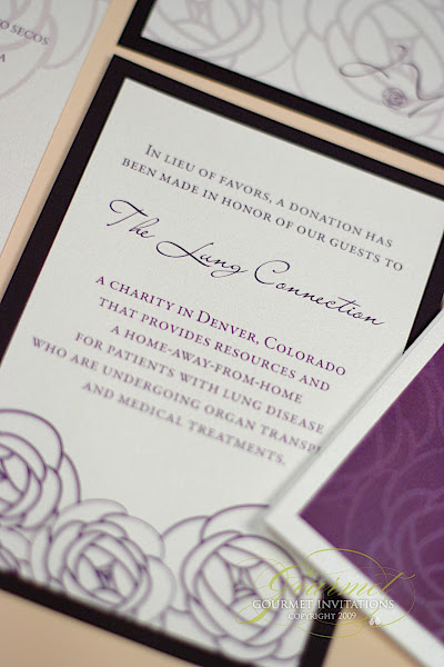 Purple and charcoal wedding invitations, slate grey and purple wedding invitation, dual language wedding invitations, spanish english wedding invitation, camellia flower wedding invitation, two languages on wedding invitations, ideas for two languages on wedding invitation, arteaga castle wedding, castillo de arteaga wedding, spanish castle wedding, wedding menus, wedding tables with names, wedding donation sign, donation in lieu of favors, bar menu, two language wedding reception, custom place cards, camellia flower placecards
