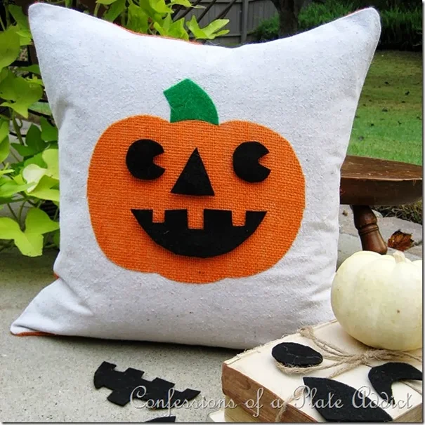 Jack-O-Lantern Pillow with Interchangeable Faces