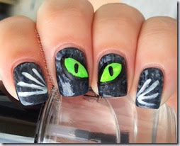 Halloween Nail Art challenge Cats Cat Eye Glow in the Dark (5)