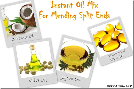 Do It Yourself Instant Oil Mix For Repairing Split Ends