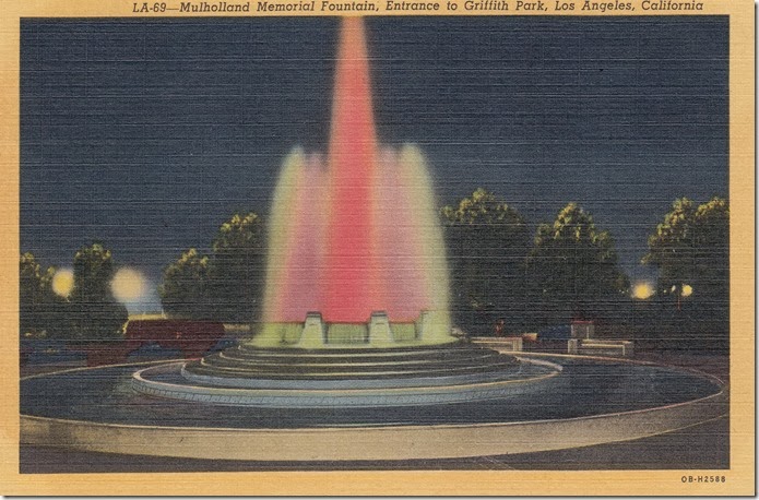 Mulholland Memorial Fountain, Entrance to Griffith park, Los Angeles, California Pg. 1