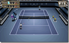 صورة من مباراة تنس على ملعب فى لعبة مدمنى التنس لأجهزة أندرويد