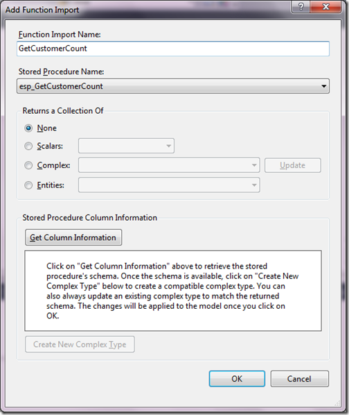 GetCustomerCount function for Entity framework stored procedure output parameter