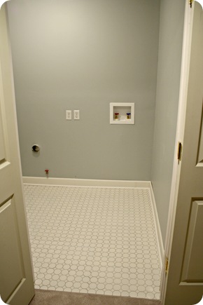 light gray laundry room white tile