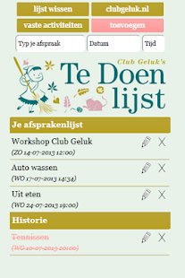 Club Geluk's To Do list