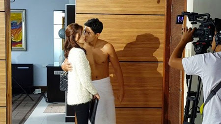 Erich Gonzales and Daniel Matsunaga on the set of Two Wives