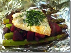5.Baked salmon and roasted beets with asparagus