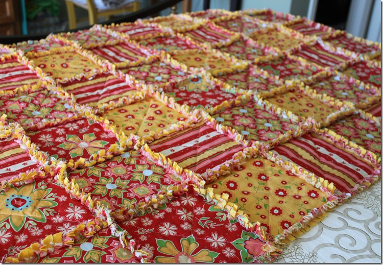 Rag Quilt Yellow and Red 042