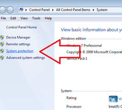 system protection ใน win 7
