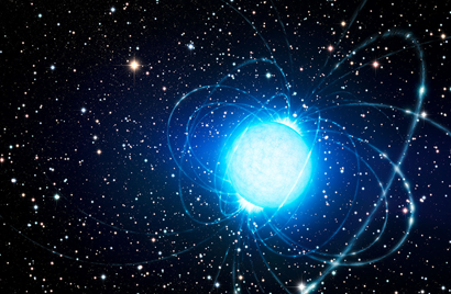 ilustração da estrela magnética no aglomerado estelar Westerlund 1