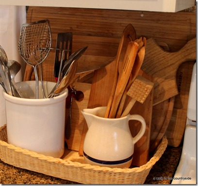 basket for cutting boards and utensils