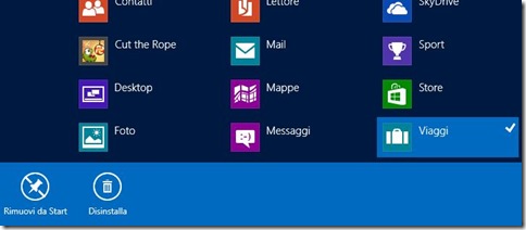 Windows 8 Disinstalla applicazione