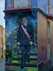 Street art in Valparaiso, President Salvador Allende.