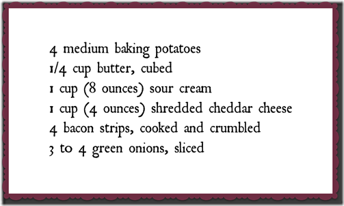 Bacon 'N' cheese stuffed potatoes Recipe Ingredients