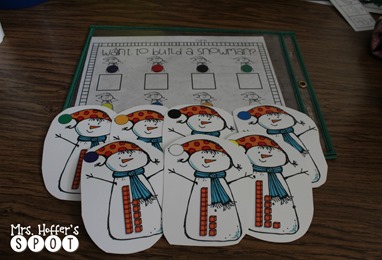 “Want to Build a Snowman” is a big hit with my Kinderroos! They draw a card, and count the ten rods, write on the response sheet.