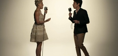 Pink and Nate Ruess in Just Give Me A Reason music video