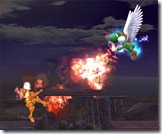 Yoshi transformado em um dinossauro voador cuspidor de fogo... mas ainda simpático