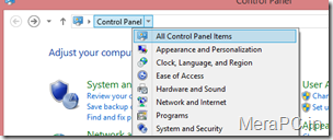 all control panel items