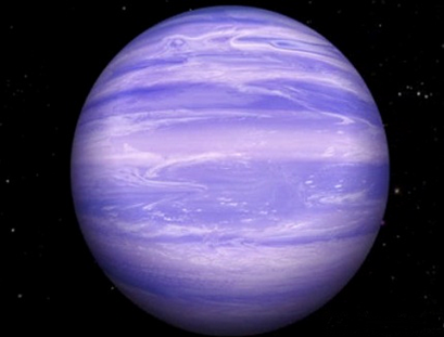 ilustração de exoplaneta com nuvens de gelo de água