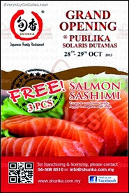 Shunka Japanese Fusion Food FREE Salmon Sashimi Promotion 2013 Malaysia Deals Offer Shopping EverydayOnSales