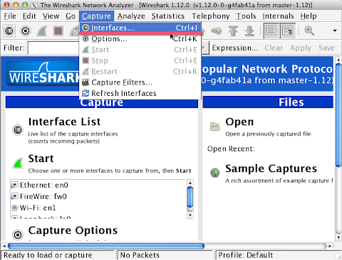 Wireshark&thinsp;パケット・キャプチャ開始