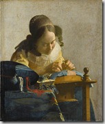 Johannes Vermeer. The Lacemaker. c.1669-1670. Oil on canvas, 23.9 x 20.5 cm. 
