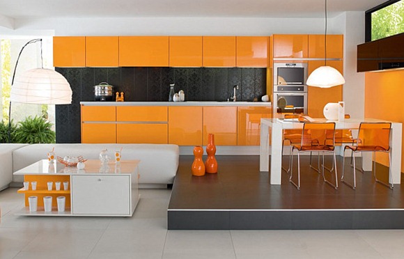 Modernas cocinas de color naranja