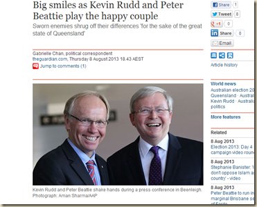 Big smiles as Kevin Rudd and Peter Beattie play the happy couple - World news - theguardian.com