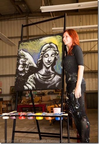Artist Amy Burkman - Charity Wings Art Center soft opening - CharityWingsNews.blogspot.com