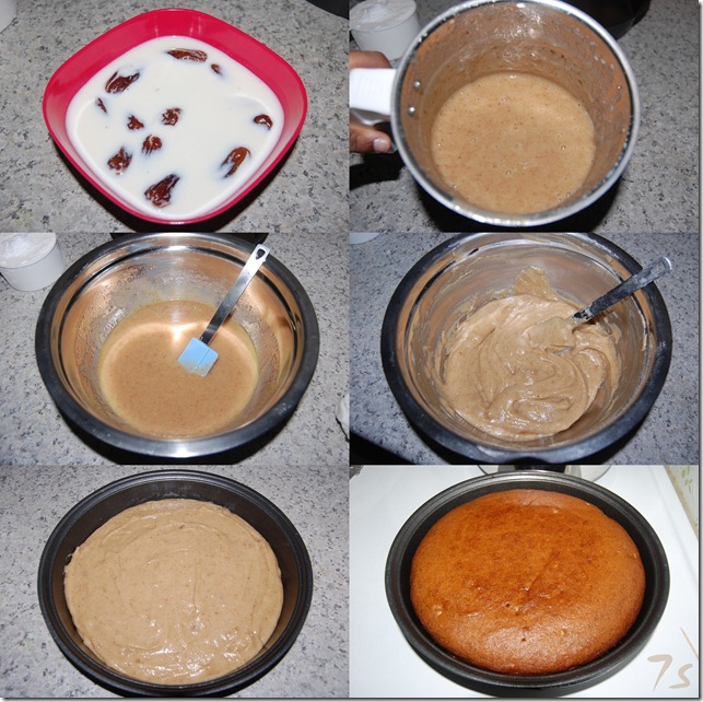 Eggless dates and walnut cake process