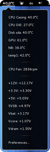 Temperatura Gnome 3 sensors