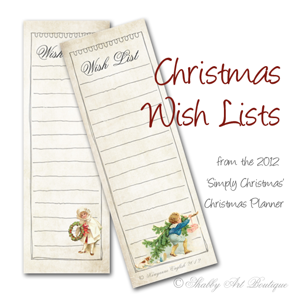 Shabby Art Boutique Christmas Planner - wish lists
