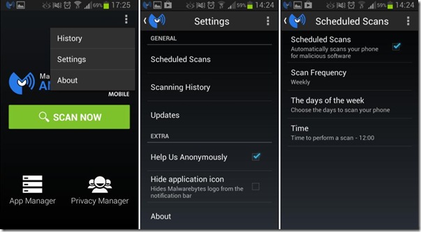 Malwarebytes Anti-Malware app Android Impostazioni