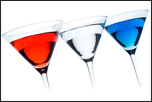 red white blue martinis