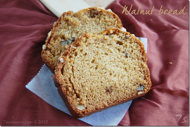 Eggless walnut loaf bread