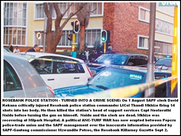 ROSEBANK PD crime scene after shooting by Kekana of two female senior officers Aug12011