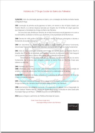 Histórico do 1º Grupo Escolar do Bairro das Palmeiras